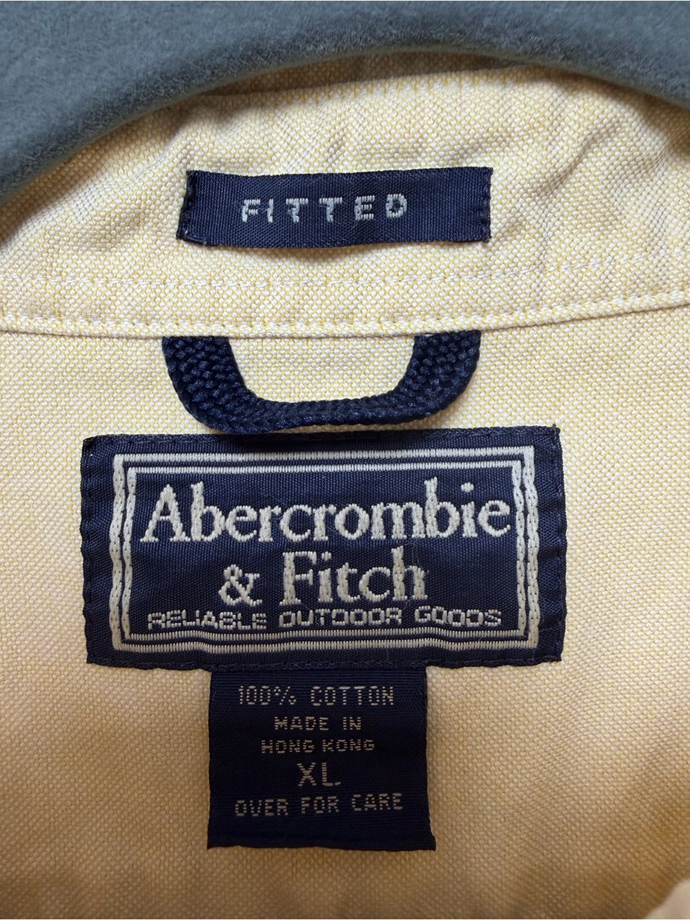 100% Cotton Abercrombie & Fitch Yellow Button-Down Fitted Shirt